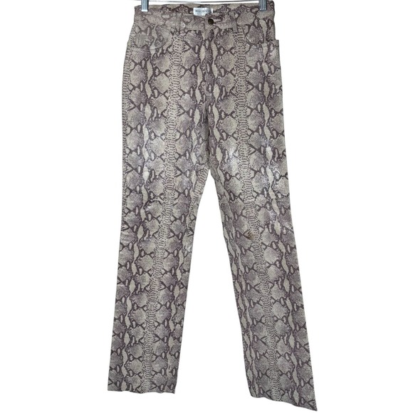 Hugo Buscati Leather Snake Print Python Pants Straight Leg Size 8 Tall Edgy - Picture 1 of 13